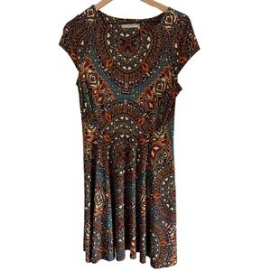 M&S Woman Printed Fit & Flare Dress | Mandala / Boho Print